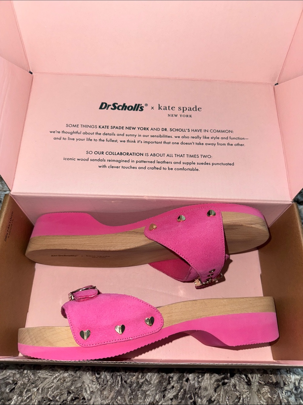 kate spade Pink Suede Heart-Stud Slide Sandals